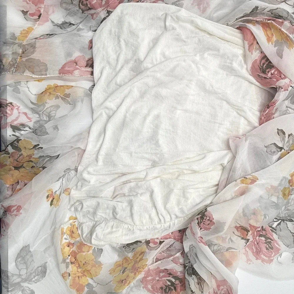 Lola Italy Silk Strapless Floral Maxi Dress White Pastel Floral Size M NWT Bride - Picture 9 of 12
